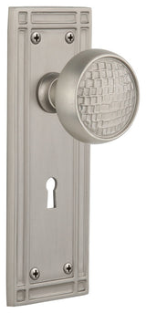 Mission Plate Passage Craftsman Knob, Satin Nickel