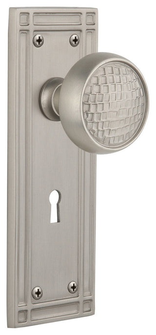 Mission Plate Passage Craftsman Knob, Satin Nickel