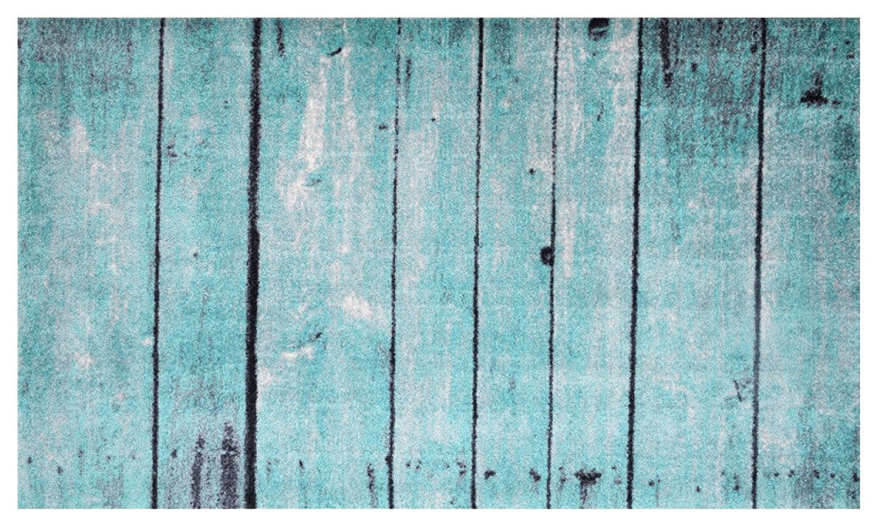 2' x 4' Rustic Teal and Gray Barn FloorWashable Floor Mat