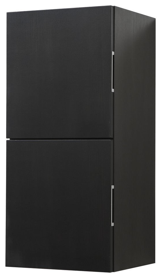 Bliss 12"W x 24"H Linen Side Cabinet, 2 Doors, Nature Wood Finish, Black