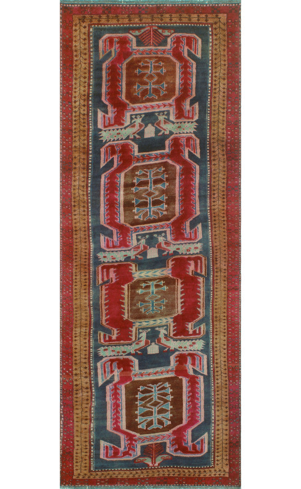 Fine Vintage Distressed Bram Charcoal/Brown Runner, 3'4x8'11