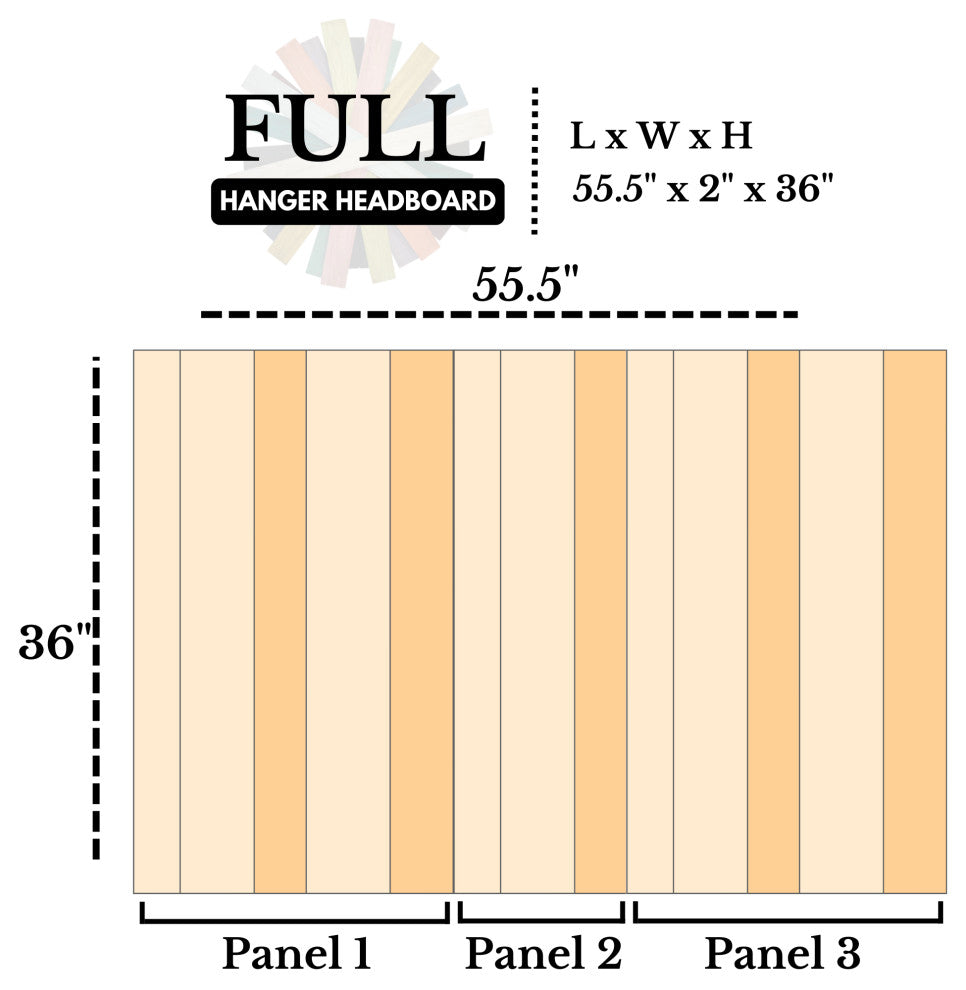 Handcrafted Headboard, Hanger Style, Serenity Mix, Full