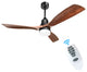 52" Solid Wood Ceiling Fan and Remote Control Reversible Blades, Matte Blck