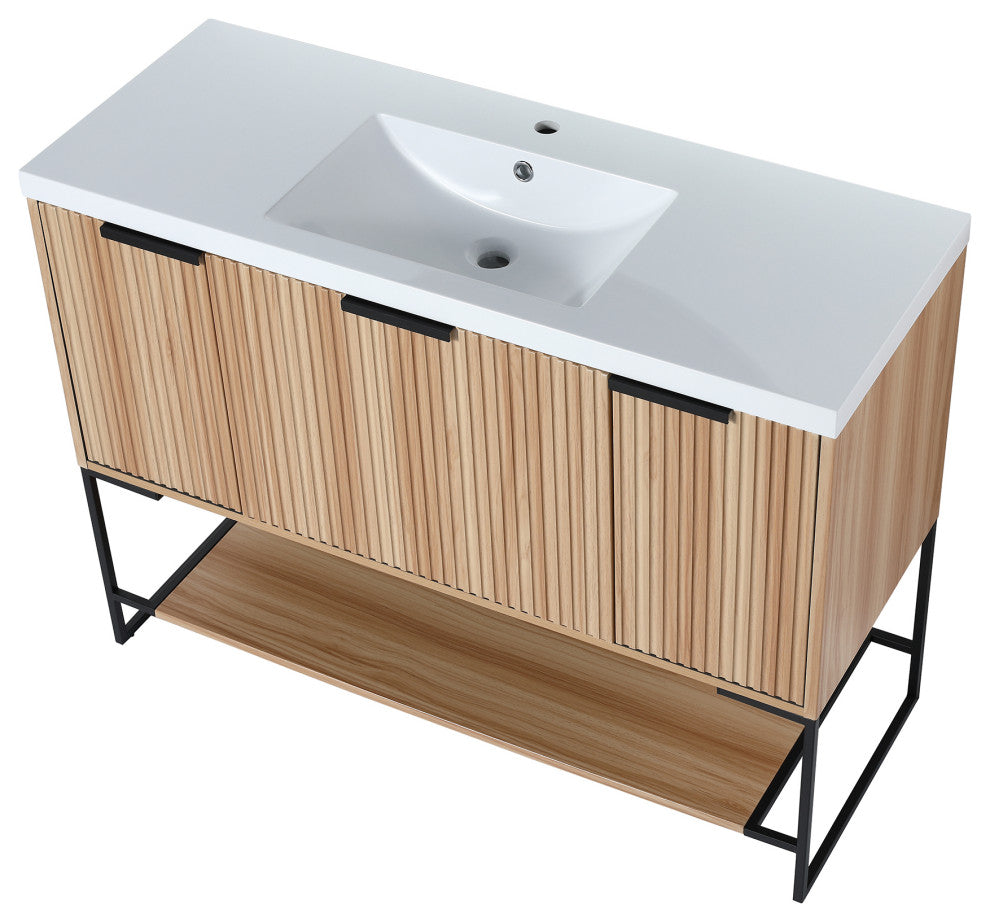 48 inch Maple Plywood Freestanding Bathroom Vanity Set with Doors and Drawer