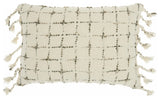Brown and White Grid Detail Lumbar Pillow