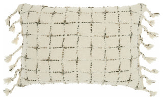 Brown and White Grid Detail Lumbar Pillow