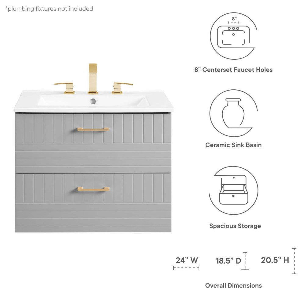 Daybreak 24" Bathroom Vanity, Light Gray White