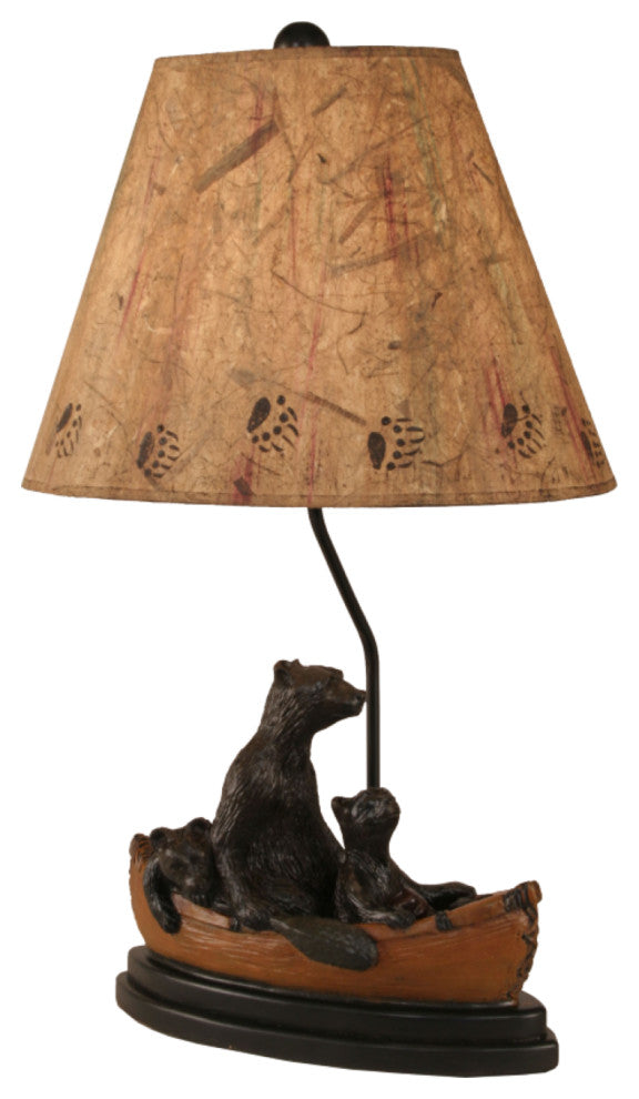 Kodiak and Honey Bear Family, Canoe Table Lamp