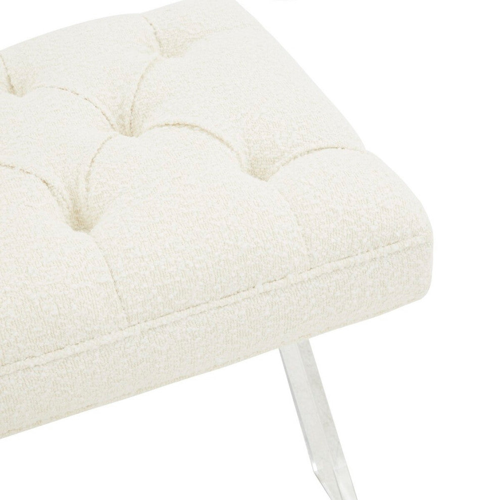Safavieh Couture Tourmaline Tufted Acrylic Bench, Ivory