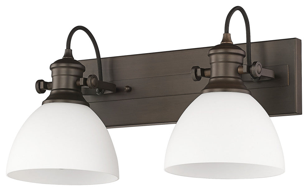 Hines 2-Light Bath Vanity, Rubbed Bronze, Opal Glass