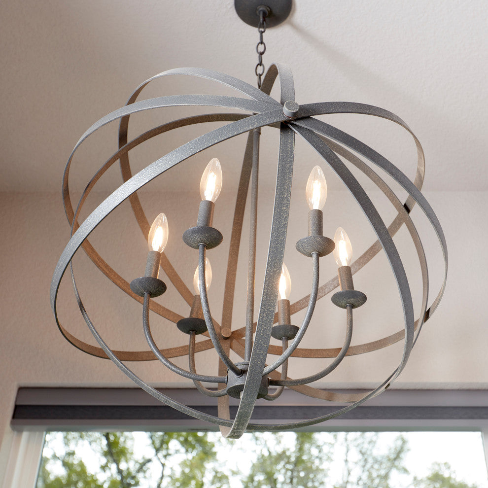 Celeste 6-Light Sphere Chandelier, Zinc