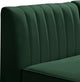 Alina Velvet Modular L-Shaped Modular Sectional, Green, 5-Piece: 2 Armless Chair, 3 Corner Chair