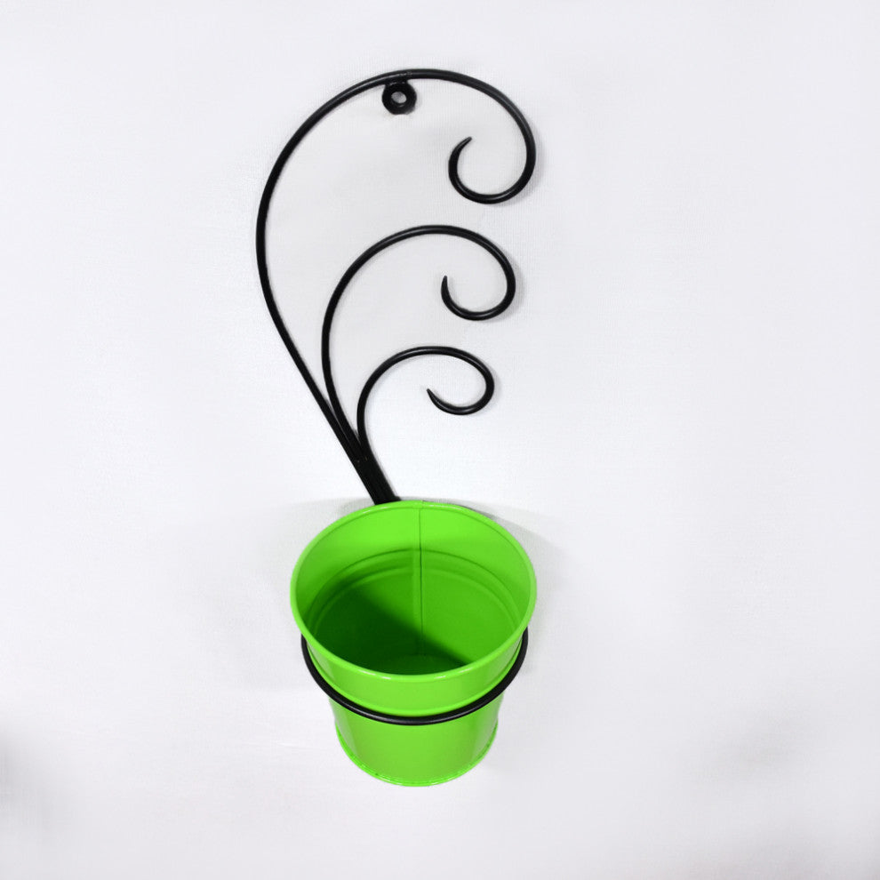 Handmade 100% Iron Round Modern Planters Pot, Green