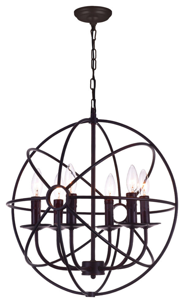 Arza 6 Light Up Chandelier With Brown Finish