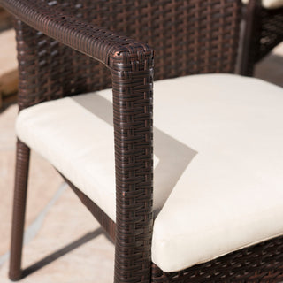 GDF Studio 7-Piece Bartley Outdoor Wicker Hexagon Dining Set, Multi-Brown/Creme