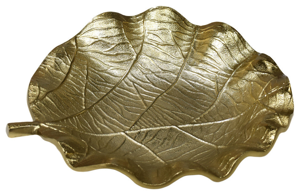 Handmade Decorative Aluminium Tray, Gold Color Coated