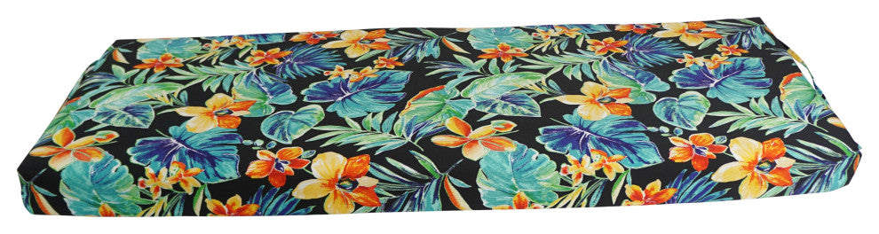 54"X19" Patterned Outdoor Spun Polyester Bench Cushion, Beachcrest Caviar
