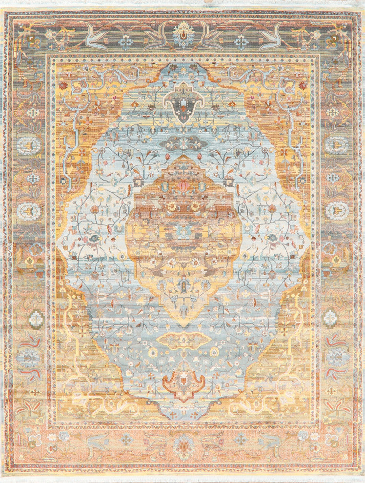 Floral Vintage Style Distressed Heat-Set Oriental Turkish Area Rug 8x10