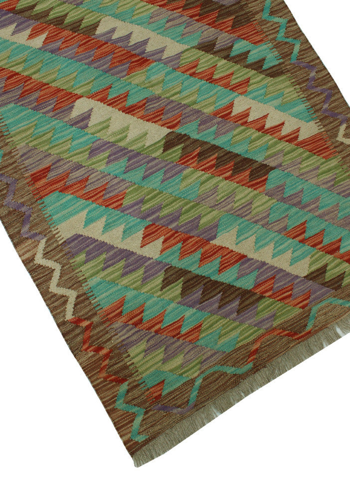 Sangat Kilim derek Brown Runner, 2'8x12'9