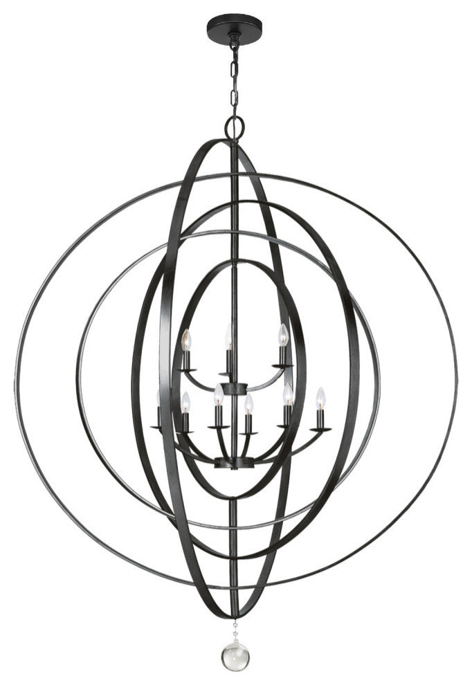 Luna 9 Light Matte Black Chandelier