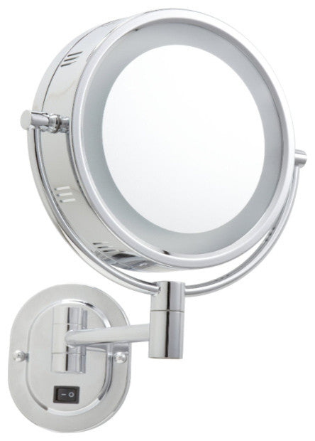 Jerdon HL165CD Hard-Wired 8-Inch Two-Sided Swivel Halo Lighted Wall Mount Mirror