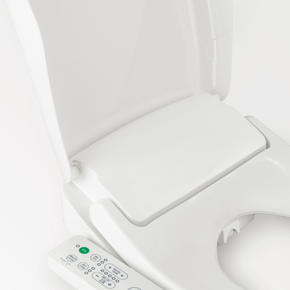 Electric Heated Smart Toilet Bidet Seat With Side Control Panel, Warm Air Dryer