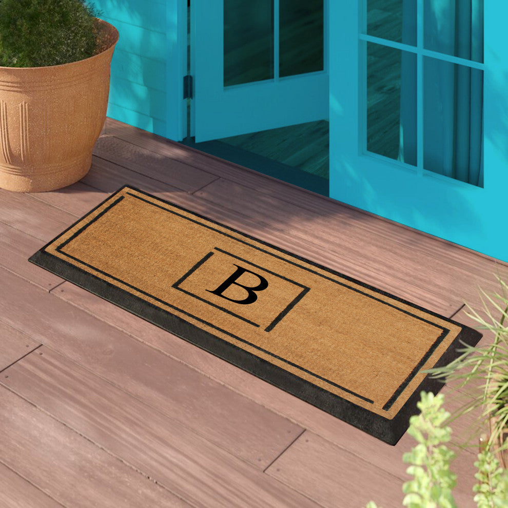 A1HC Hand-Crafted 24"x48" Rubber Coir Double-Single Monogrammed, B