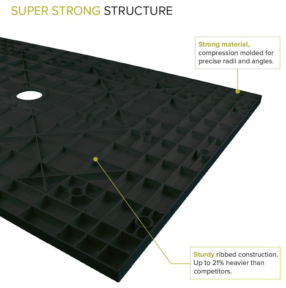 Transolid 60-in L x 39.4-in W Zero Threshold Center Drain Shower Base, Black