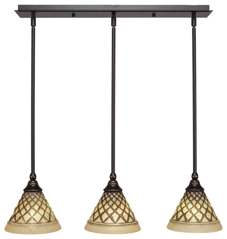 Stem 3-Light Pendalier with Hang Straight Swivel, Dark Granite/Chocolate Icing
