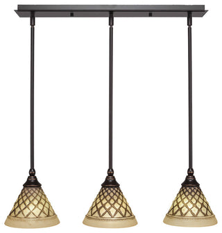 Stem 3-Light Pendalier with Hang Straight Swivel, Dark Granite/Chocolate Icing