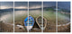 Two Boats near Pokhara Lake, Boat Canvas Art Print, 60"x28", 5 Panels