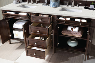 Brittany 72" Double Vanity, Burnished Mahogany, Lime Delight Quartz