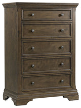 Olivia 5-Drawer Wood Chest, Rosewood