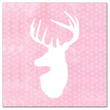 Deer Polka Dots Pink 20x20 Canvas Wall Art