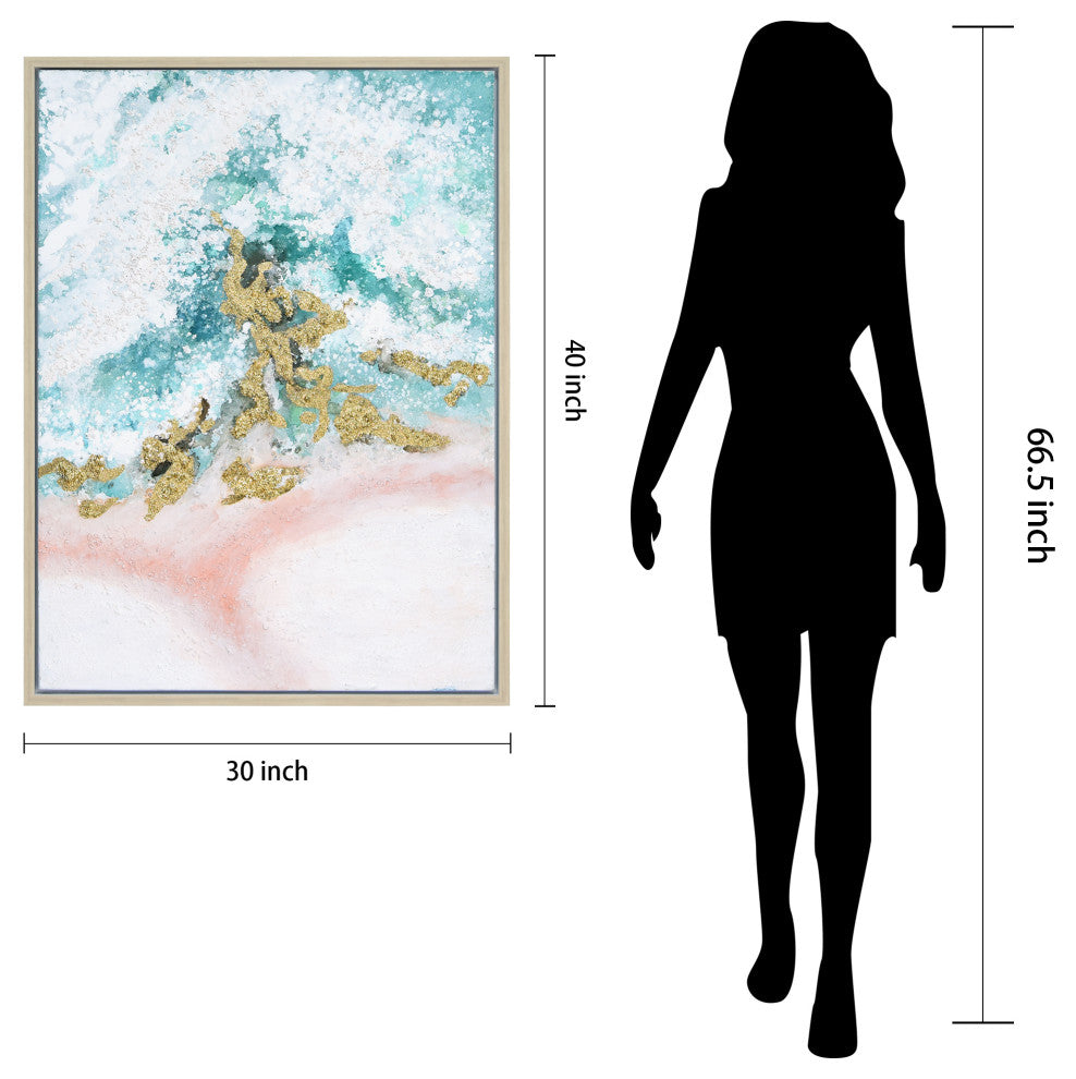 Sunday Ocean Textured Metallic Hand Painted Framed Wall Art by Martin Edwards