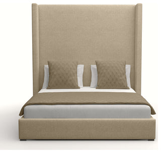 Nativa Interiors Aylet Plain Bed, Flax, Queen, High Headboard