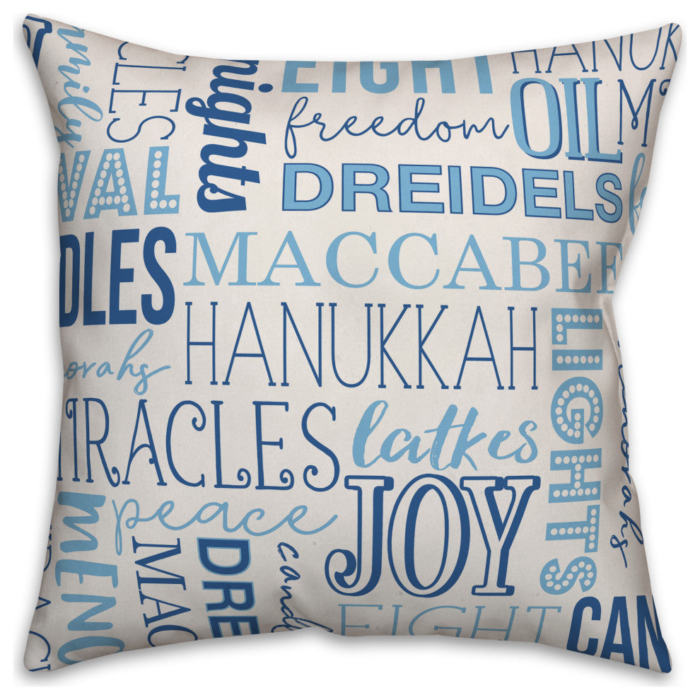 Hanukkah Word Pattern 16"x16" Throw Pillow Cover