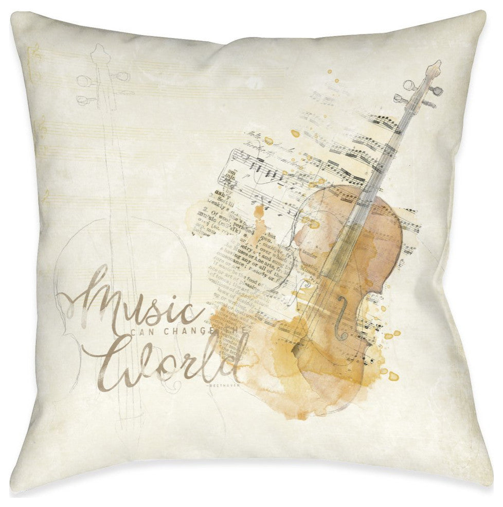 Laural Home Music Can Change The World 18" X 18" Indoor Decorative Pillow