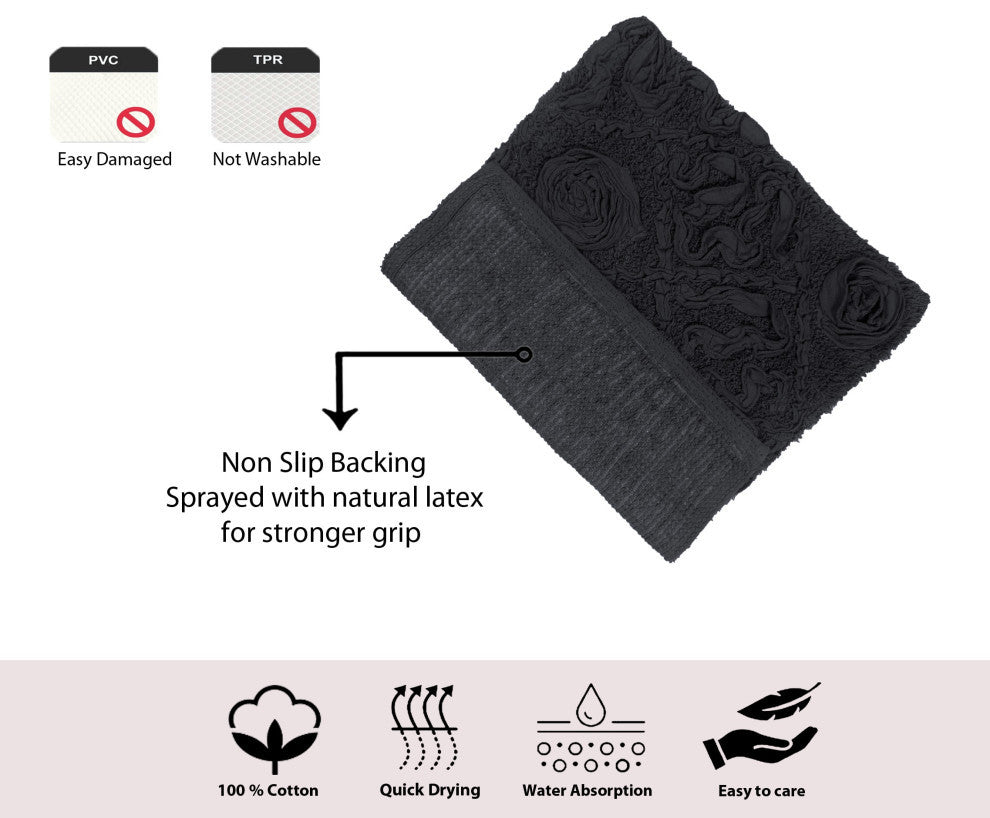 Modesto Bath Rug Bath Rugs Set, 3-Piece Set With Runner, Gray