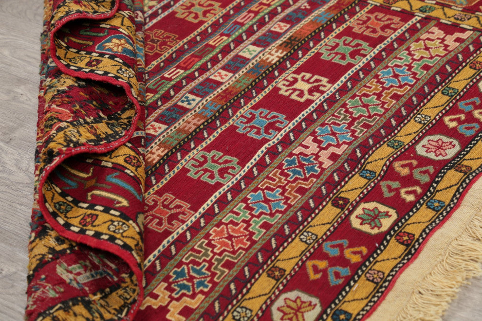 Kilim Oriental Traditional Hand-Knotted Persian Area Rug Wool, 6'5"x3'10