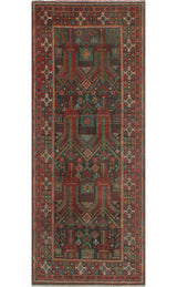 Fine Vintage Distressed Jemila Charcoal/Burgundy Runner, 3'7x8'11