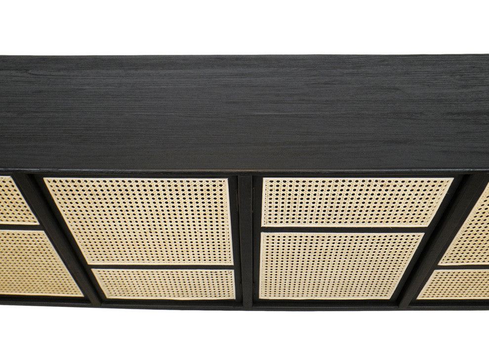 Deco Black and Cane Sideboard