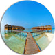 Bungalows In Maldives Island, Landscape Photo Disc Metal Artwork, 11"