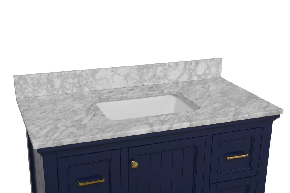 Pagie 42" Bathroom Vanity, Royal Blue, Carrara Marble