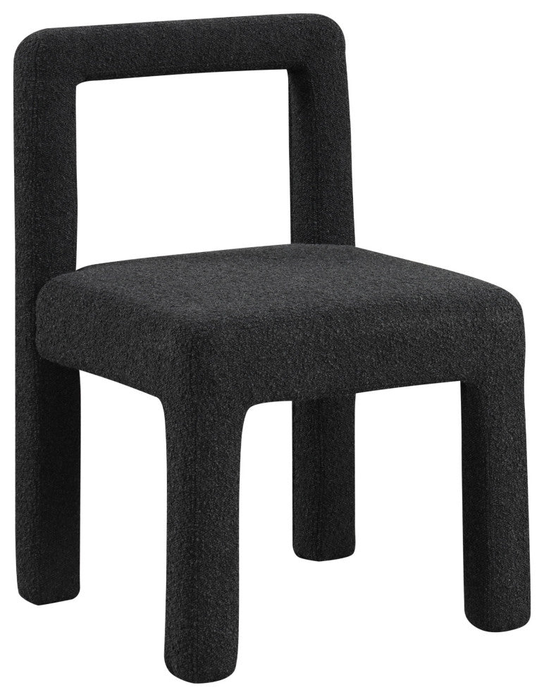 Courtney Boucle Fabric Upholstered Armless Dining Chair, Set of 2, Black