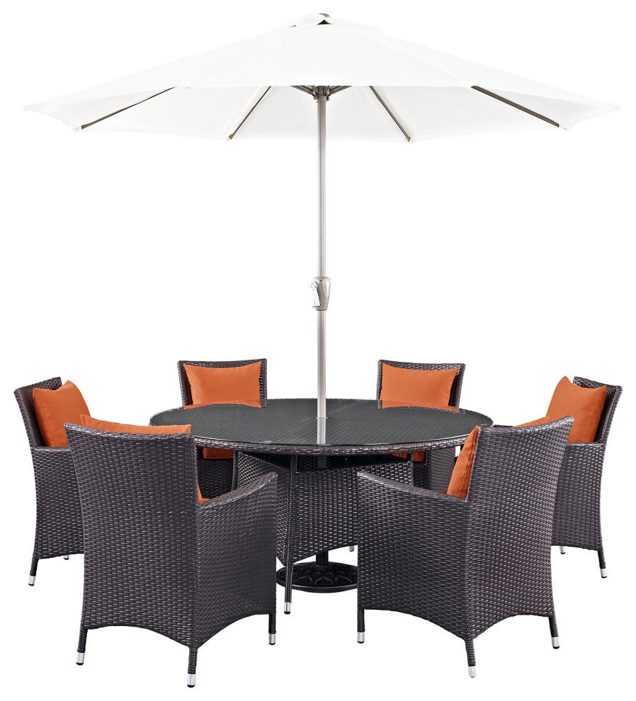 Espresso Orange Convene 8 Piece Outdoor Patio Dining Set