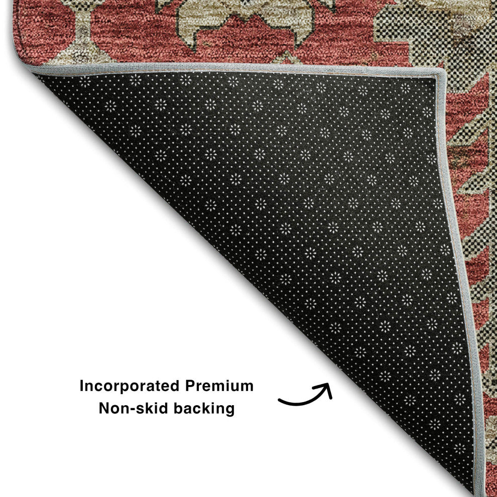 Premium Machine Washable Mayfield AMF697 Red 1'8" x 2'6" Rug