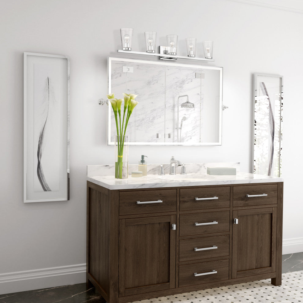 Cityview 5 Light Polished Chrome Extra Large Vanity Sconce With Clear Glass