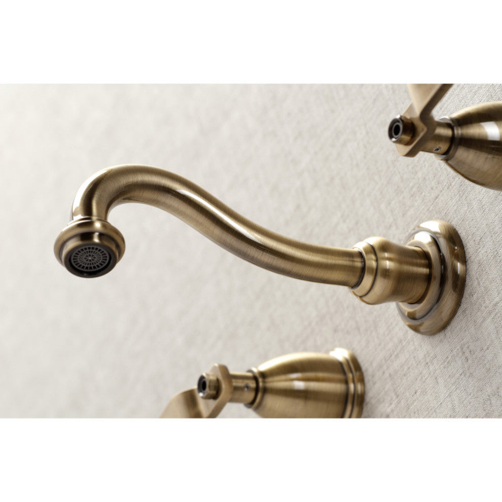 KS3023KL Two-Handle Wall Mount Tub Faucet, Antique Brass