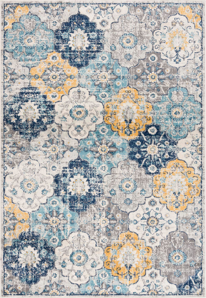 Rug Branch Mid-Century Modern Blue Grey Indoor Area Rug - 5'x5'